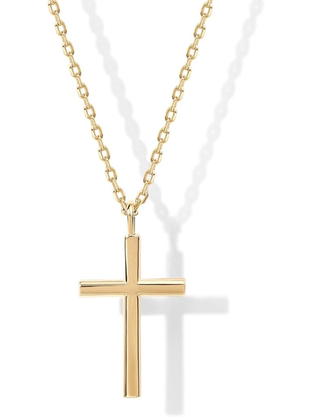 14K Gold Plated Cubic Zirconia Cross Pendant Necklaces for Women | Linear Bezel